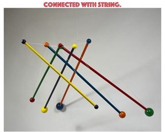 Lot 1084 Colored Dowel and Ball Hanging Sculpture. Primary Color paint finish. Connected with string. 