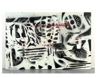 Lot 1088 Artist Signed Graffiti Art Painting on Panel. Unframed. 