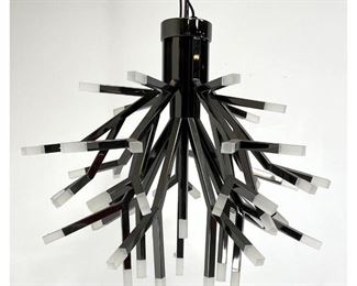 Lot 1098 Modernist Gun Metal Chandelier. Frosted Light Tips. 