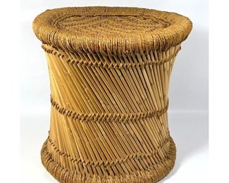 Lot 1115 Split Bamboo Stool with Wrapped Rush Seat and Trim.