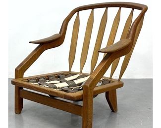 Lot 1134 Guillerme Et Chambrob French Oak Lounge Chair No Cushions. 