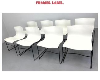 Lot 1141 Set 8 Massimo Vignelli for Knoll Handkerchief Chairs. Stackable. Black Finish Frames. Label. 