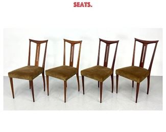 Lot 1149 Set 4 Italian style Modernist Dining Chairs. Elegant Stylish Back Frames. Upholstered Seats. 