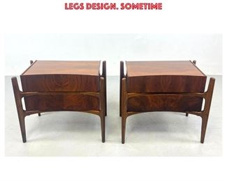 Lot 1163 Pr EDMUND SPENCE Modernist Night Stands. Figured Walnut Cabinets with Extended Legs Design. Sometime