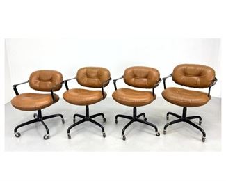 Lot 1167 Set 4 Knoll Leather Swivel Chairs. Tan Leather. 