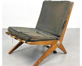 Lot 1170 Vintage Pierre Jeannette Scissor Chair. Knoll Associates label. 