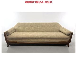 Lot 1172 Mid Century Modern Walnut Couch Sofa Bed. Adrian Pearsall style Walnut Frame with nubby beige. Fold 