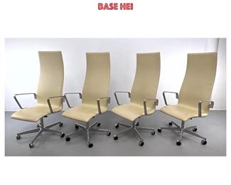 Lot 1178 Set Four Arne Jacobsen High Back Oxford Chairs for Fritz Hansen in white leather. Five star base hei