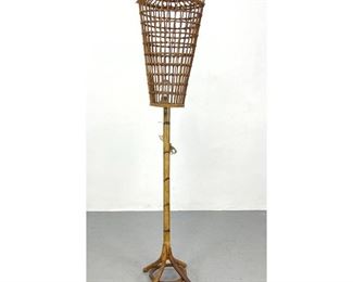 Lot 1188 Italian rattan floor lamp with cage form top. 