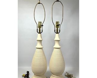 Lot 1210 Pr Ribbed Tear Drop Form Modernist Table Lamps.