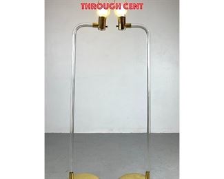 Lot 1211 Pr Brass and Lucite Modern Design Floor Lamps. Clever design with electrical cord wired through cent