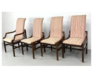 Lot 1214 Set 4 HENREDON Tall Back Chairs. One Arm Chair. Label. 