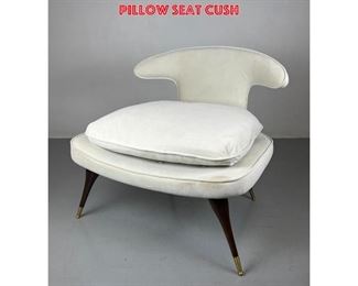 Lot 1225 Karpen style Wide Seat Lounge Chair with curved back. Tapered legs with metal caps. Pillow seat cush