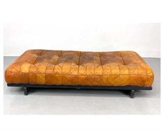 Lot 1233 De Sede Leather Patchwork Day Bed. Black Slate Base. Unmarked. 
