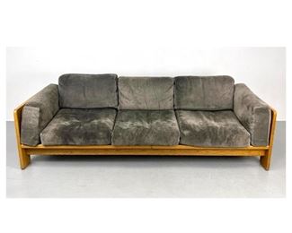 Lot 1238 Tobia Scarpa for Knoll. Bastiano gray suede sofa couch.