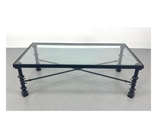 Lot 1251 Large decorator Iron and Glass Coffee Table. Inset glass. 