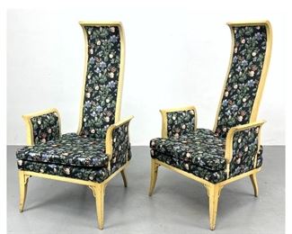 Lot 1259 Pair Decorator High back Lounge Chairs. 