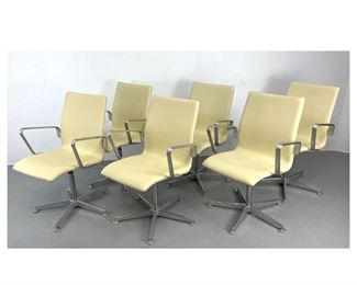 Lot 1261 Six Arne Jacobsen Low Back Oxford Chairs for Fritz Hansen in white leather. 