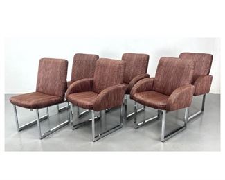 Lot 1269 Set of 6 Milo Baughman Thayer Coggin Chrome Chairs. On casters. 