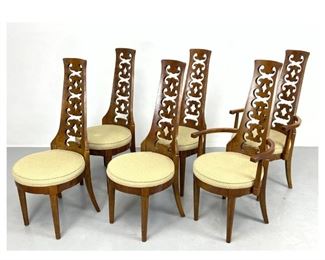 Lot 1276 Set of 6 Decorator Tall Back Dining Chairs. American Modern 