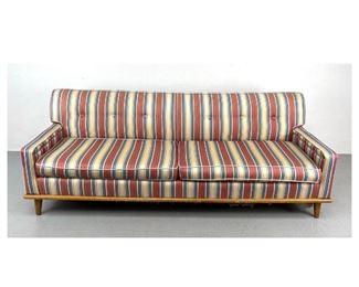 Lot 1281 Mid Century Modern Sofa Couch with birch legs and edging