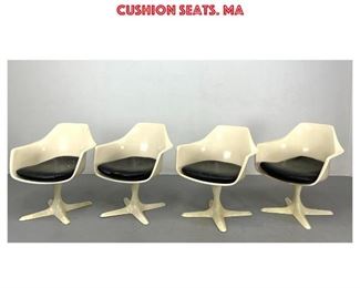 Lot 1289 Set 4 BURKE Tulip Arm Dining Chairs. Pedestal bases with four extended legs. Black cushion seats. Ma