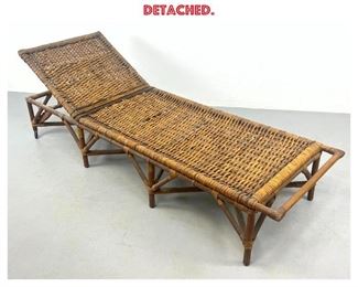 Lot 1293 Vintage Rattan Fainting Lounge Sofa. Tilting head section. Support bar to tilting detached. 