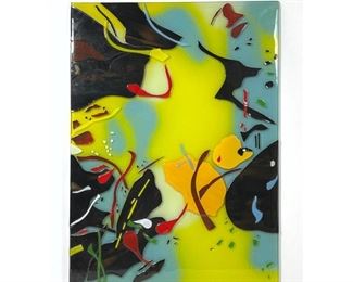 Lot 1298 Abstract Multicolor Fused Glass Panel. All Glass. 