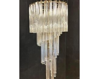 Lot 1307 Camer Venini style Chandelier . Glass prisms in a swirl design. 
