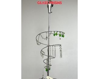 Lot 1310 Artemide Chandelier by Toni Cordero. chrome spiral with metal springs and hanging glass prisms