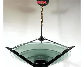 Lot 1308 Post Modern Style Metal And Glass Chandelier Pendant Lamp. Glass Discs. Saucer from. 