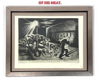 Lot 1311 Sue Coe Print with blind stamp. Signed and numbered. Modern Man Followed By the Ghosts of His Meat. 