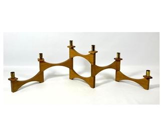 Lot 1319 Kustom Kraft Collapsible candelabra in Walnut. Label.