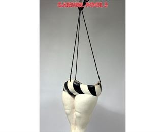 Lot 1324 Humorous Bathing Suit Bottom and Legs Hanging Planter. B and W Striped suit. Outdoor. Garden. Pool S