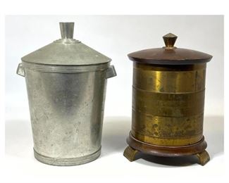 Lot 1323 2pcs Vintage Deco Covered Vessels. tamped signatures and marks. 