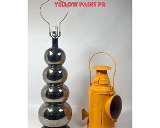 Lot 1329 2pc Lamp Lot. Stacked Chrome Ball Modernist Lamp. 2. ARLINGTON DRESSEL, N.J. Bright Yellow Paint PR