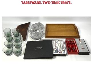 Lot 1330 Mid Century Modern Tableware Lot. Dansk smoke glasses, box set mackintosh tableware. Two teak trays,