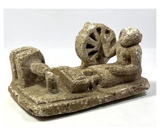 Lot 1334 Cast Cement Sculpture of Woman at Spinning Wheel. 