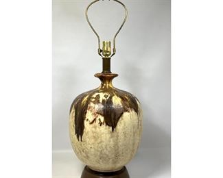 Lot 1340 Large Mid Century Modern Table Lamp. Ceramic with dripped finish