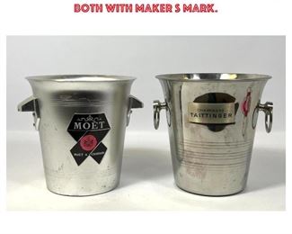 Lot 1342 2pc Restaurant Metal Champagne Buckets. MOET. TAITTINGER. One marked France both with maker s mark.