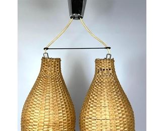 Lot 1346 Double Shade Woven Rattan Pendant Lamp. 