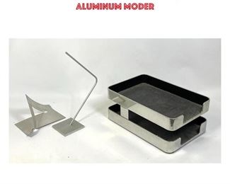 Lot 1365 2pc Modern Design Lot. WILLIAM SKLAROFF Radius One Desk Tray INOut Tray. 2 Kinetic Aluminum Moder