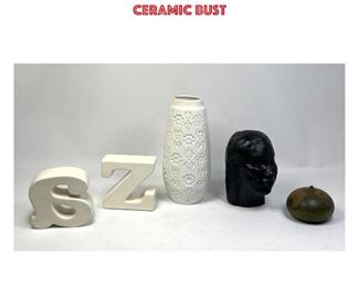 Lot 1368 Mid Century Modern Pottery lot. Ceramic AZ bookends, West German Vase, Heavy Ceramic bust