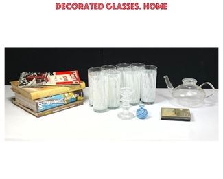 Lot 1375 Collection Mixed Modern Design Lot. SCHOTT German Glass Teapot. Set 8 Op Art decorated Glasses. Home