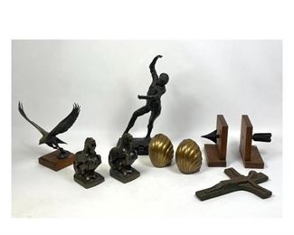 Lot 1384 Figural Lot. Female Sculpture. Bookends, Eagle sculpture. etc.