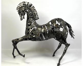Lot 1397 Brutalist Metal sculpture of Horse. Mid Century Modern 