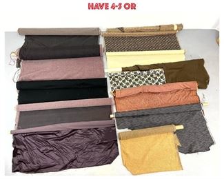 Lot 1406 13 rolls upholstery and curtain fabric. Mostly short rolls with 23 yards per. A couple have 45 or 