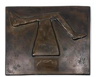 Lot 1408 Rube Goldberg Plaque. Bronze finish. 