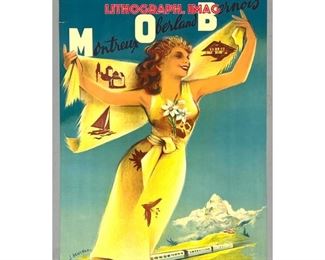 Lot 1424 SUISSE Travel Tourism Advertising Poster. Switzerland. Montreux Oberland Bernois. Lithograph. Imag