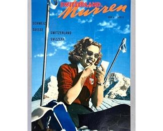 Lot 1437 MURREN Switzerland Travel Advertising Poster. Lithograph. Suisse. Printed in Switzerland. 
